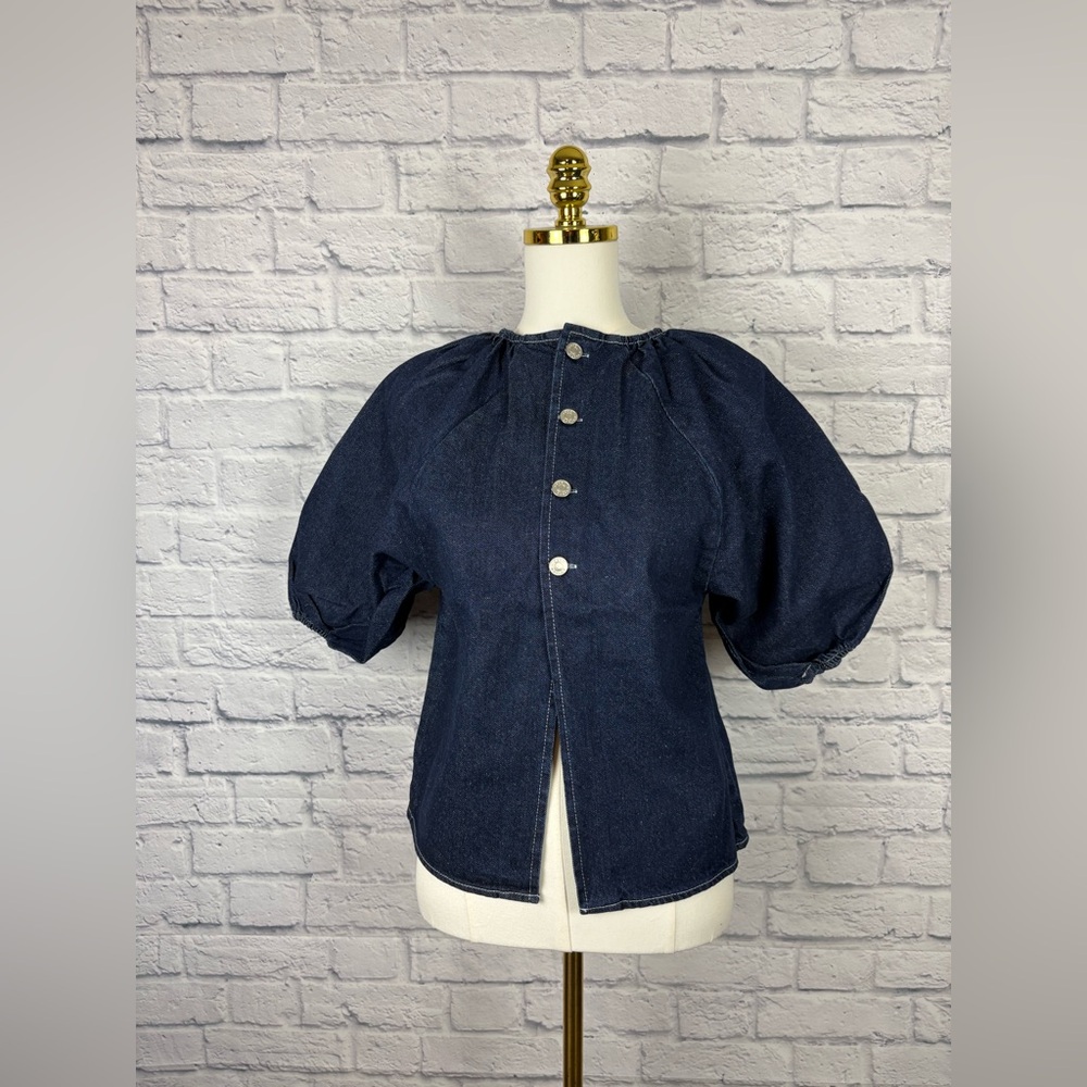 NWT ASOS DESIGN denim raglan sleeve top in indigo size S